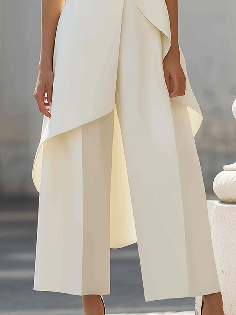 Serena | Tuta Elegante a Gamba Ampia con Dettaglio Asimmetrico