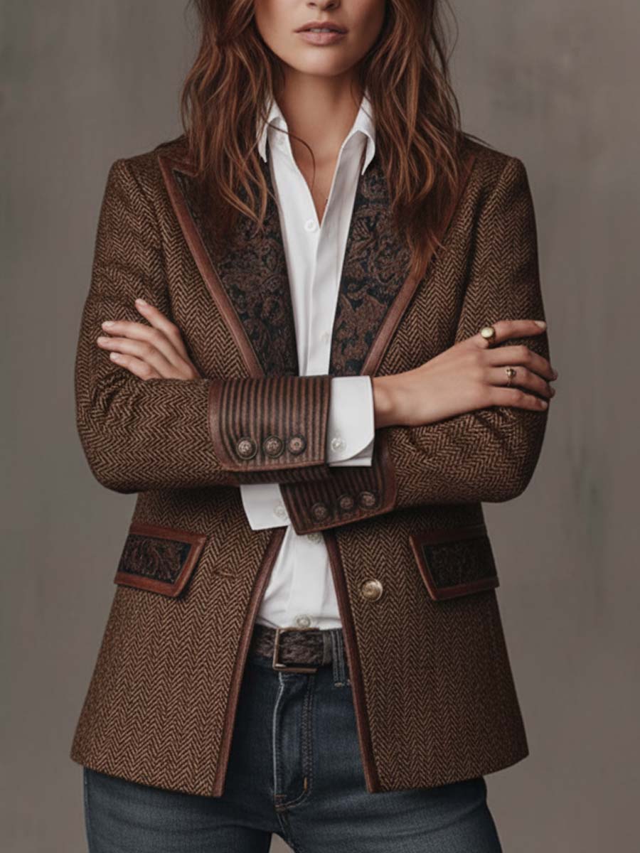 Alberta | Blazer Strutturato con Dettagli a Chevron