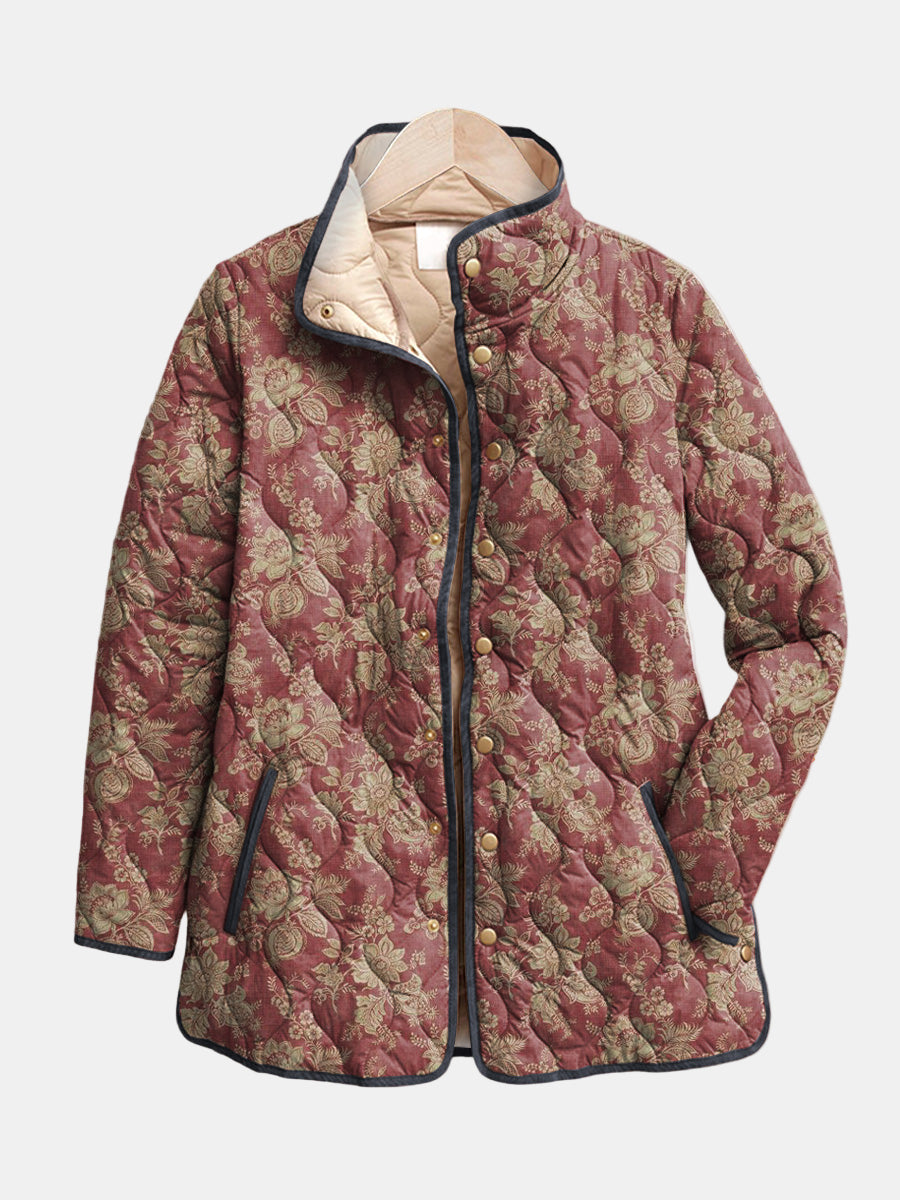 Sophie| Plum Damas Quilted Jacket