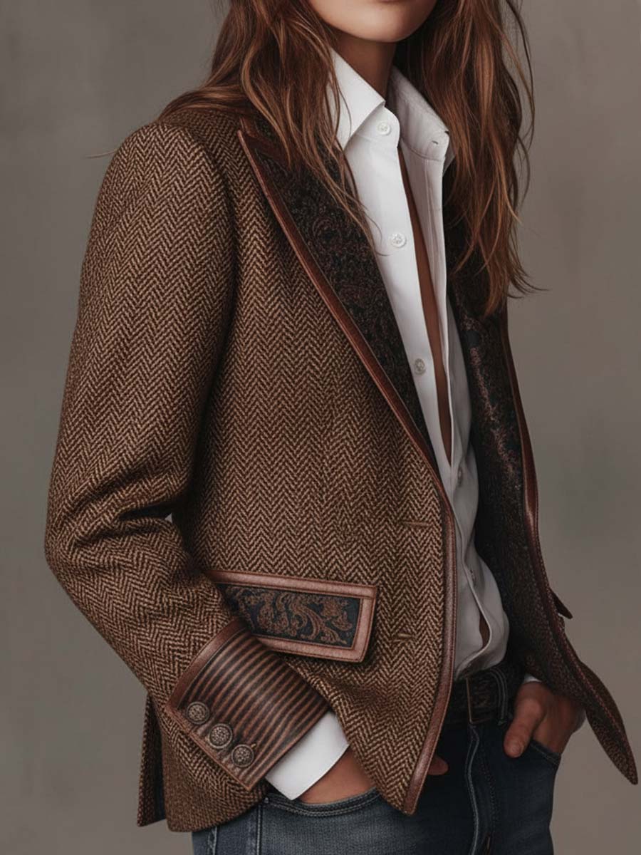 Alberta | Blazer Strutturato con Dettagli a Chevron