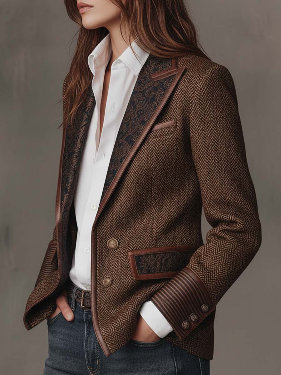 Alberta | Blazer Strutturato con Dettagli a Chevron