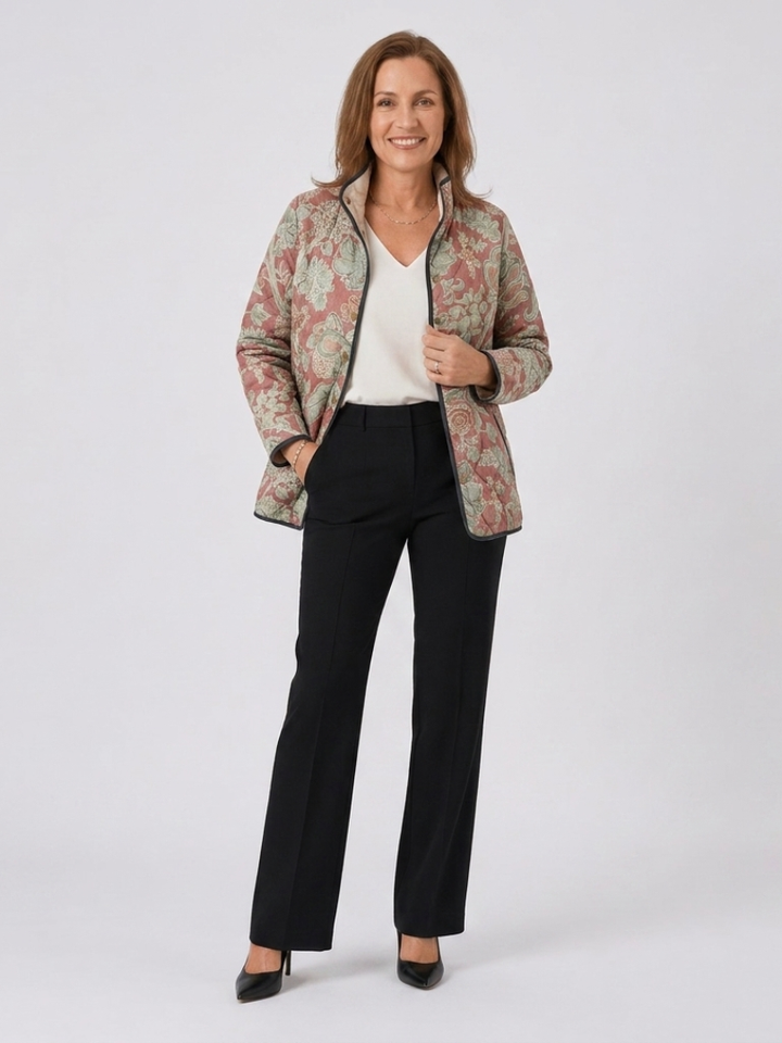Pauline | Terracotta Damas Quilted Jacket