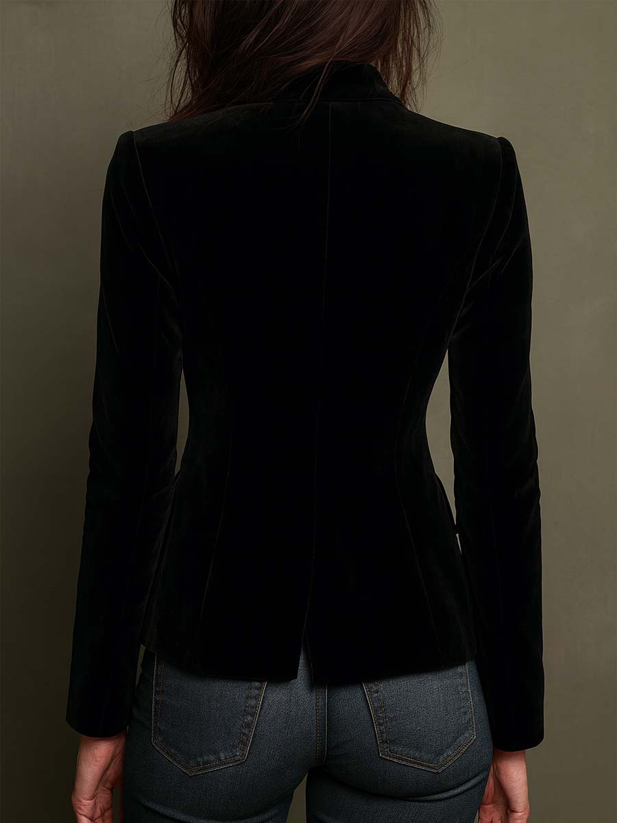 Mirella | Blazer Nero con Ricami Floreali Multicolore