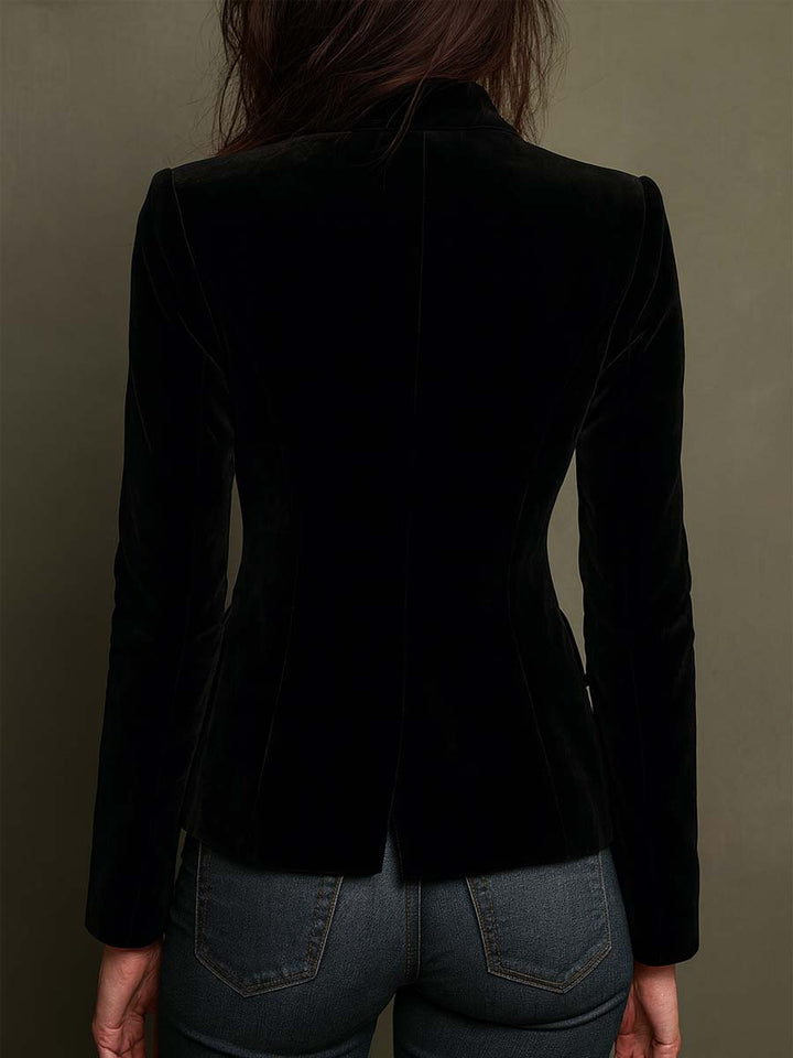 Mirella | Blazer Nero con Ricami Floreali Multicolore