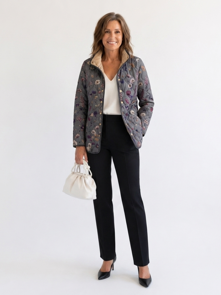 Nathalie | Quilted Jacket with Dried Flowers
