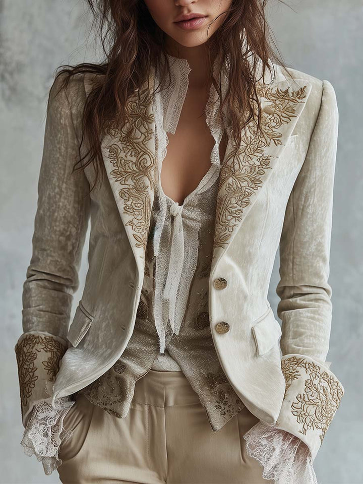 Cecilia | Blazer Sartoriale Avorio con Ricami