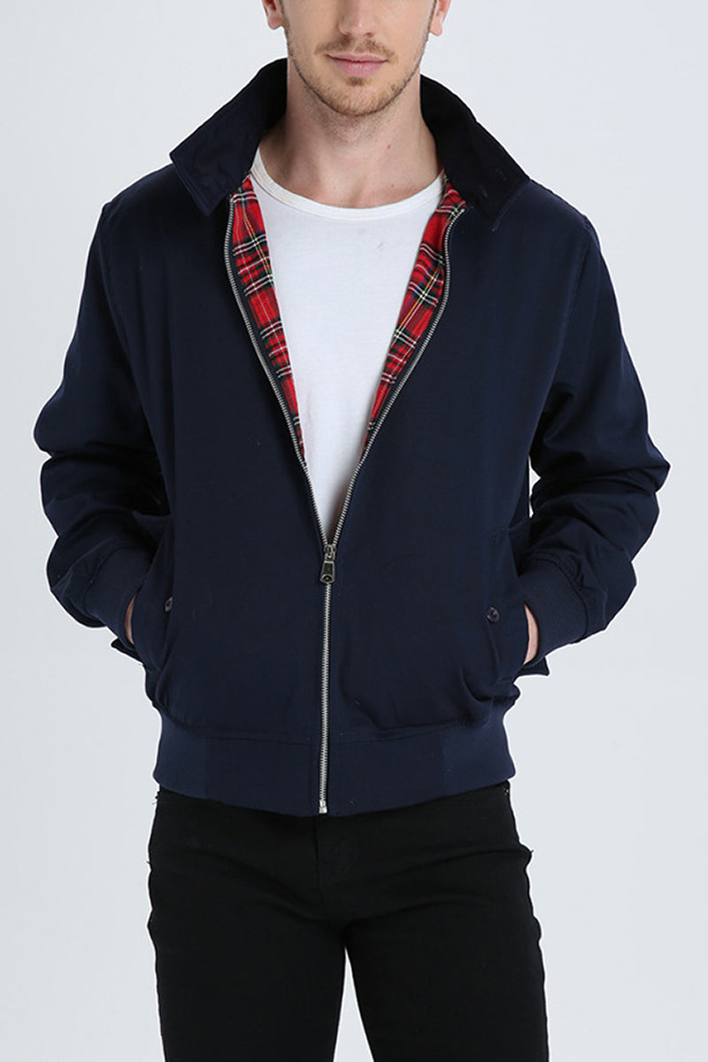 Harryson | Harrington jacket with tartan lining