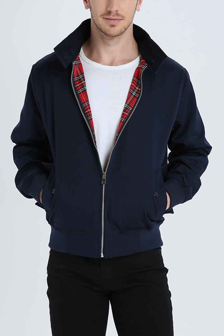 Harryson | Harrington jacket with tartan lining