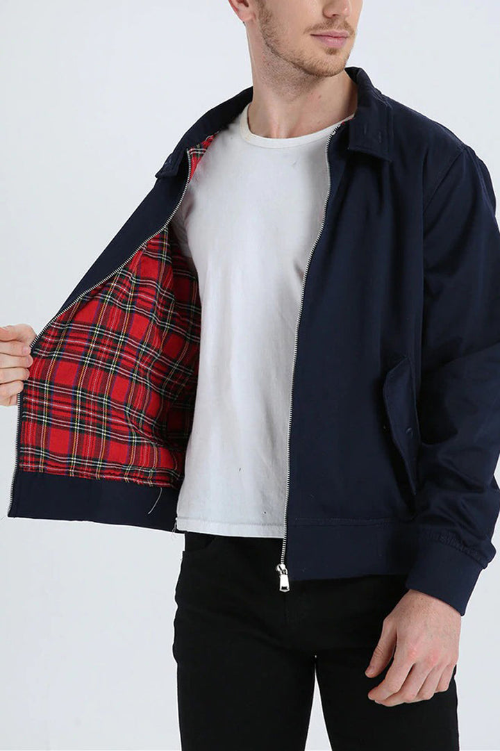 Harryson | Harrington jacket with tartan lining
