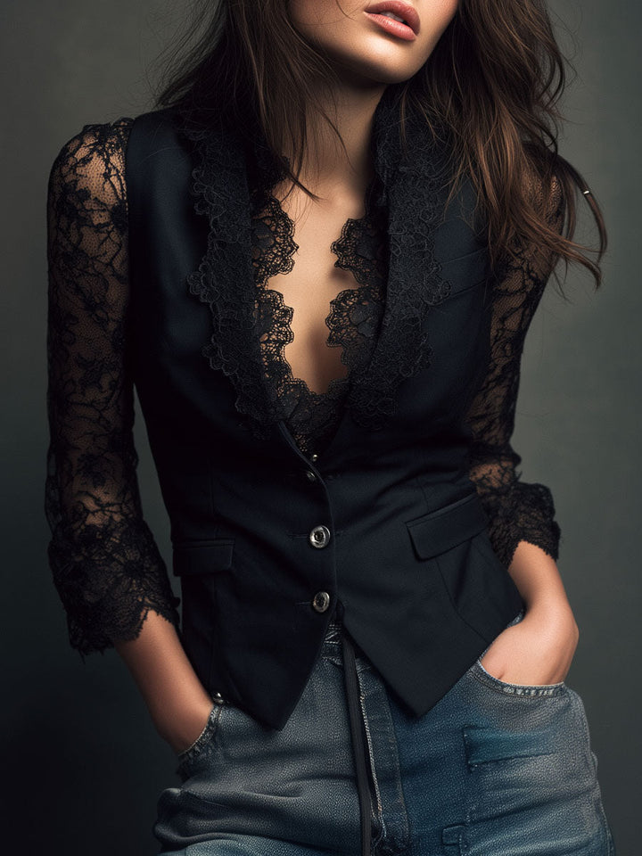 Simona | Blazer Elegante con Maniche Semi-Trasparenti