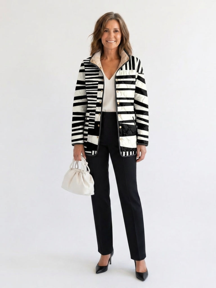 Véronique | Graphic Stripe Quilted Jacket