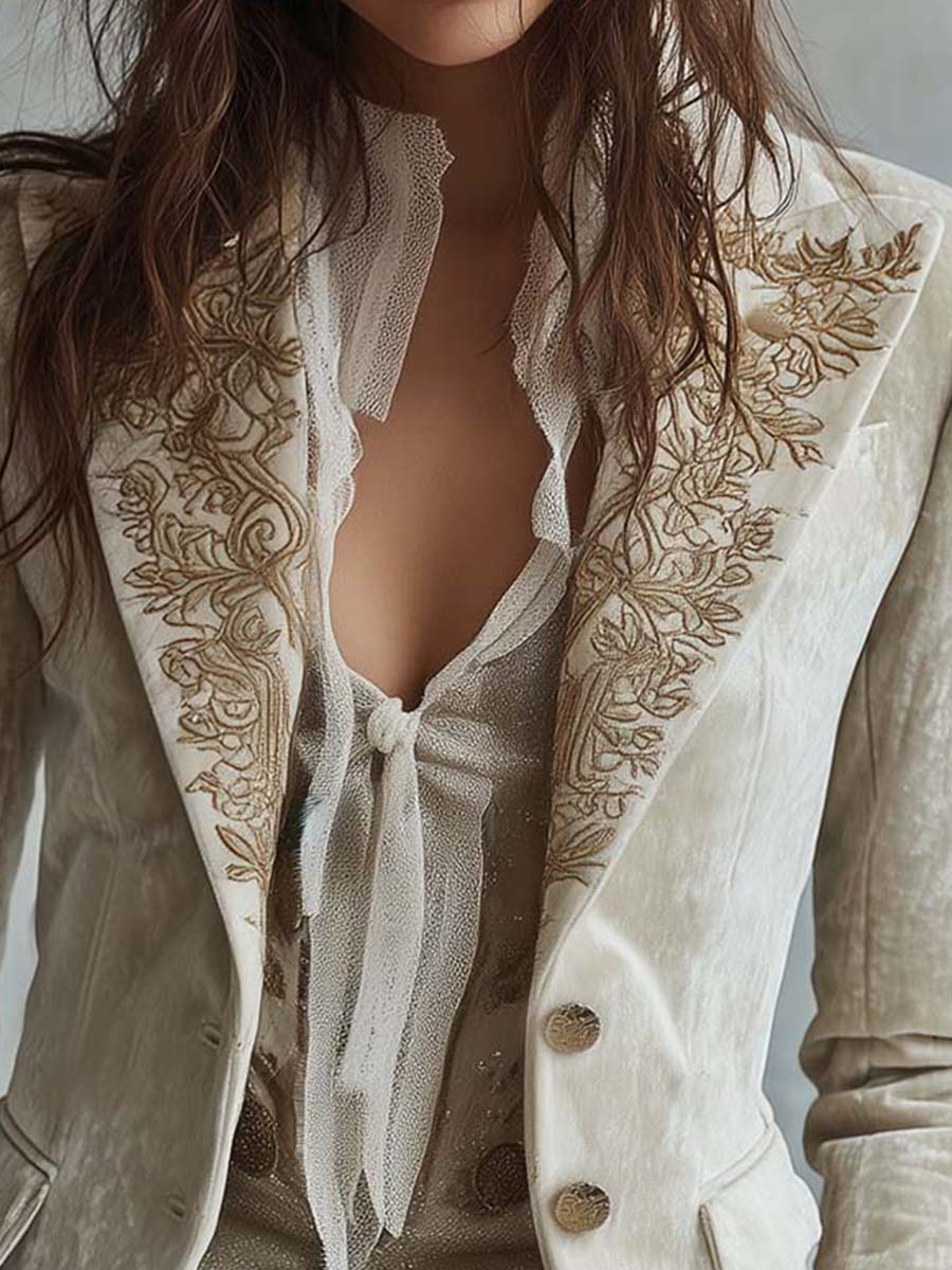 Cecilia | Blazer Sartoriale Avorio con Ricami