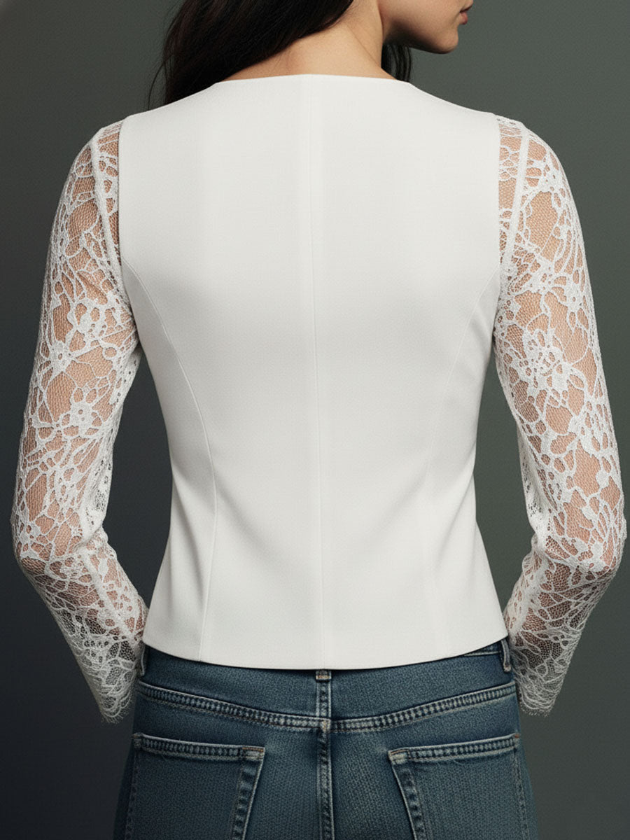 Simona | Blazer Elegante con Maniche Semi-Trasparenti