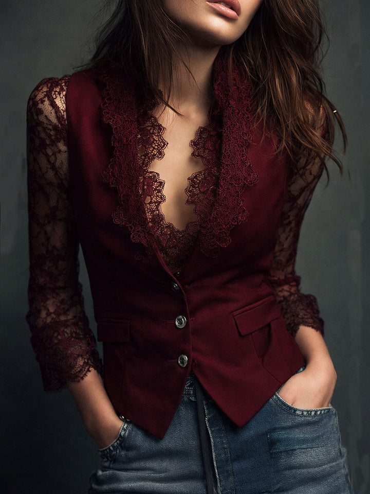Simona | Blazer Elegante con Maniche Semi-Trasparenti