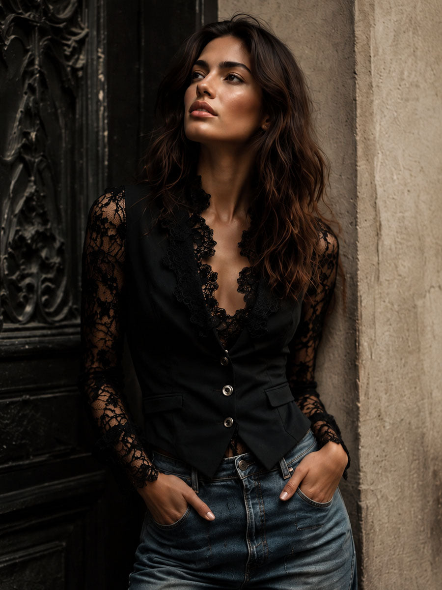 Simona | Blazer Elegante con Maniche Semi-Trasparenti