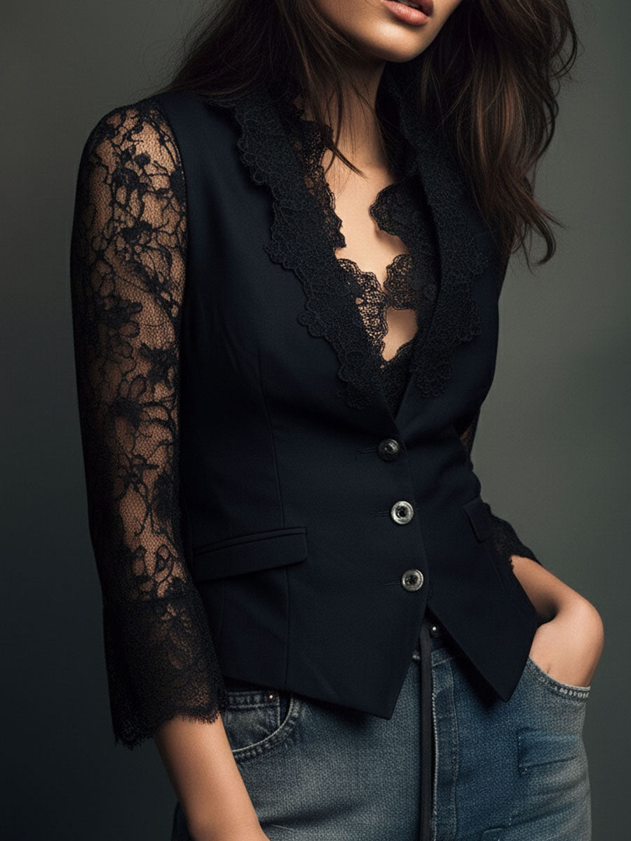 Simona | Blazer Elegante con Maniche Semi-Trasparenti