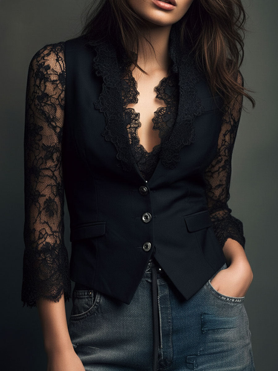 Simona | Blazer Elegante con Maniche Semi-Trasparenti