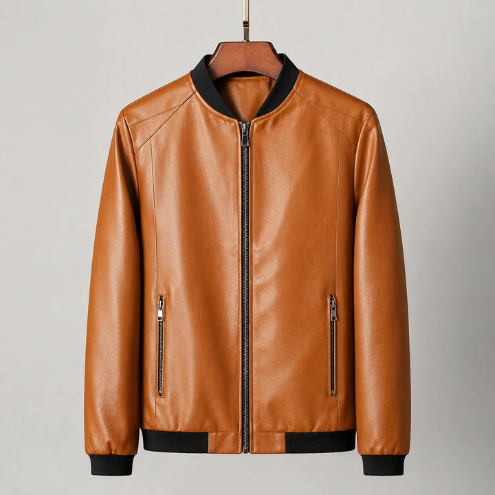 William |Leather Bomber Jacket