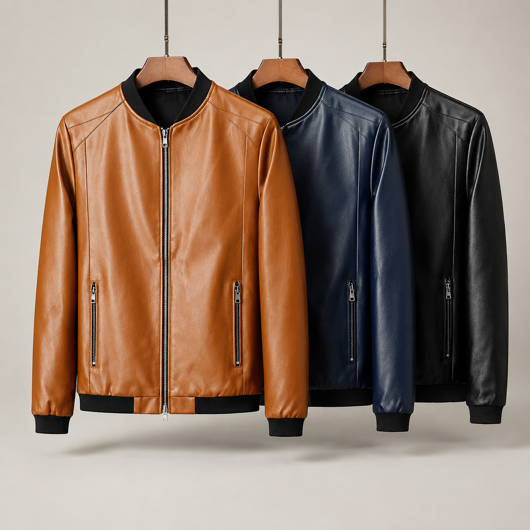 William |Leather Bomber Jacket