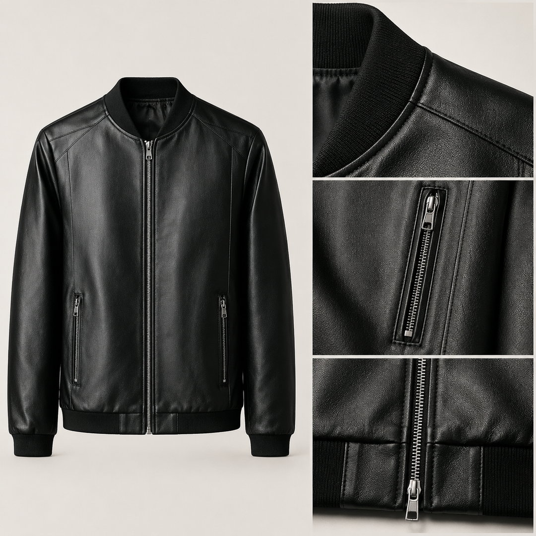 William |Leather Bomber Jacket