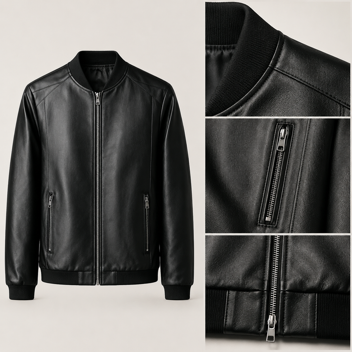 William |Leather Bomber Jacket