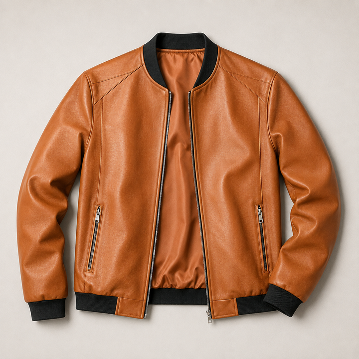 William |Leather Bomber Jacket