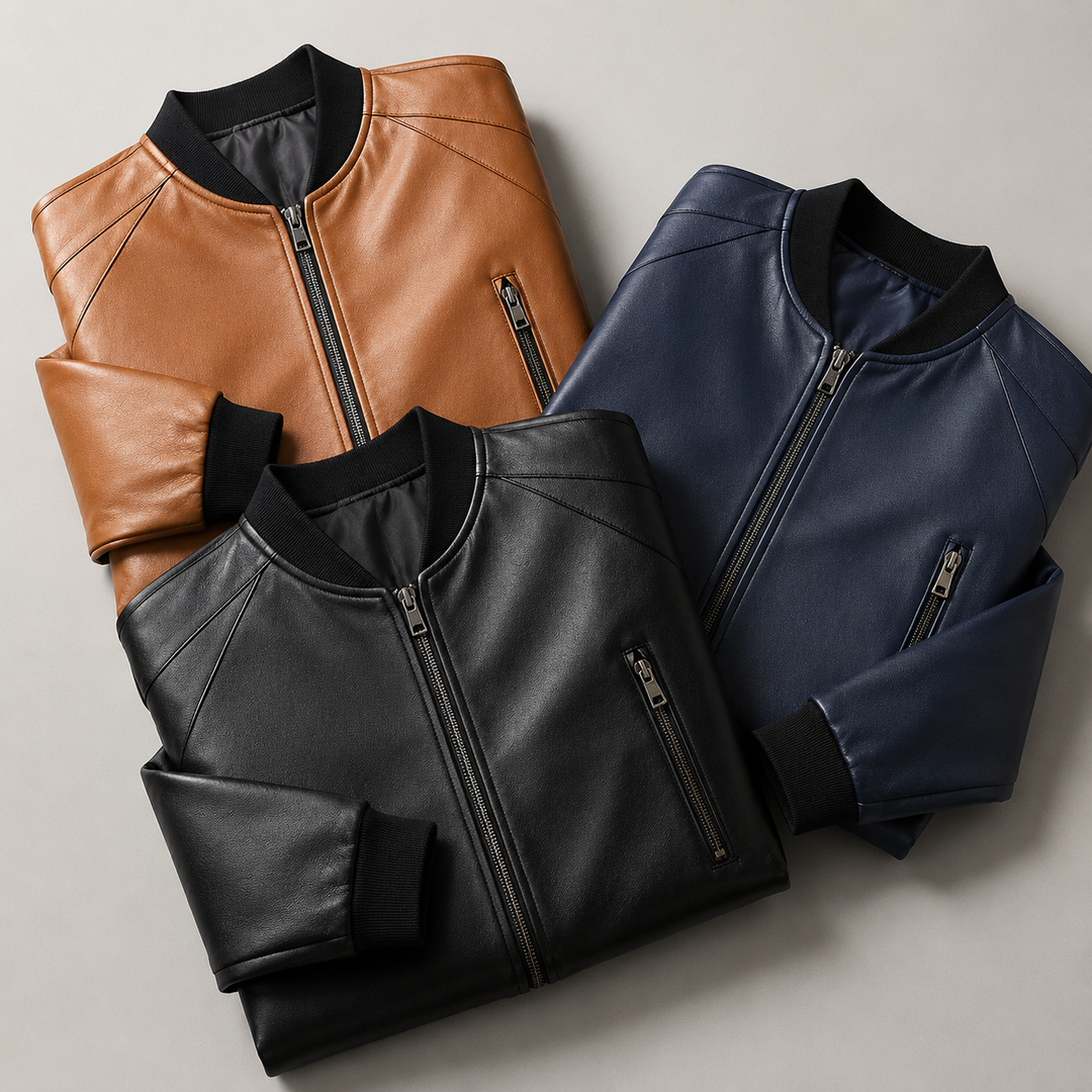 William |Leather Bomber Jacket
