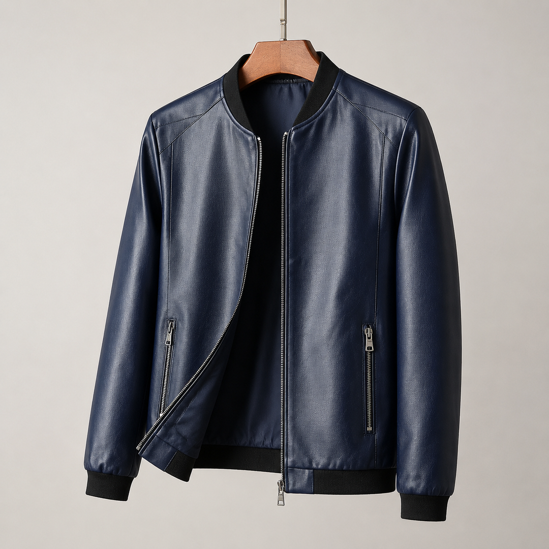 William |Leather Bomber Jacket