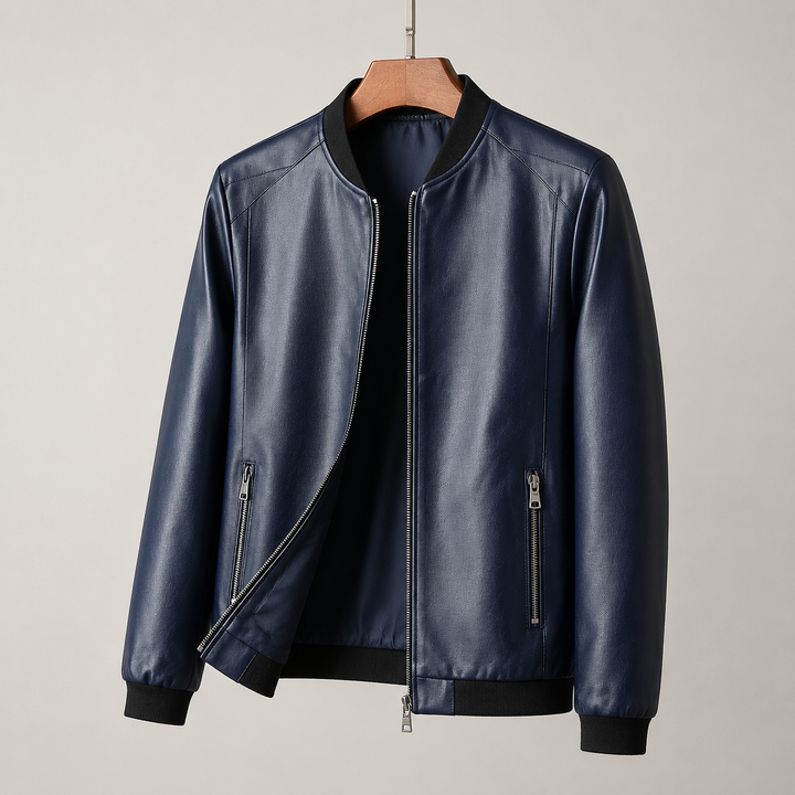 William |Leather Bomber Jacket