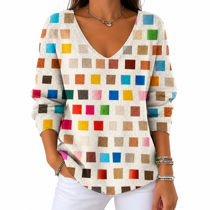 Sabrine – Maglione Colorato con Scollo a V