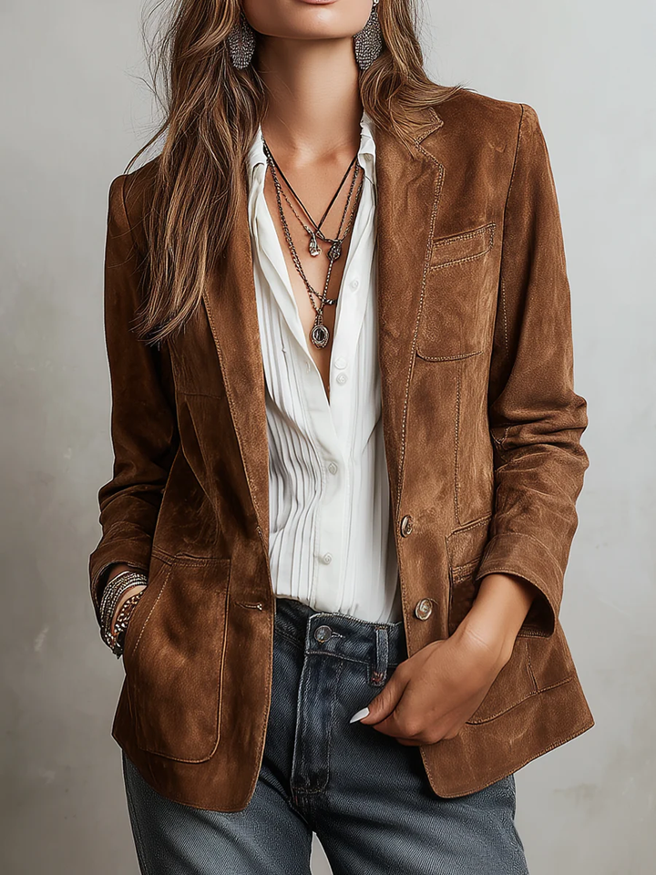 Rachele | Blazer Vintage Marrone dalla Linea Morbida