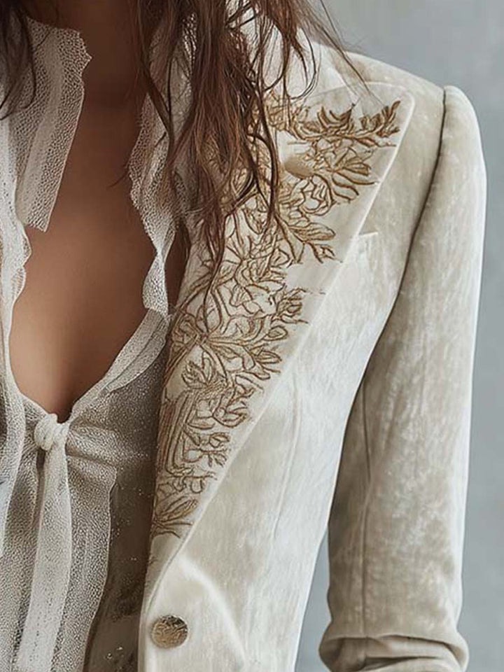 Cecilia | Blazer Sartoriale Avorio con Ricami