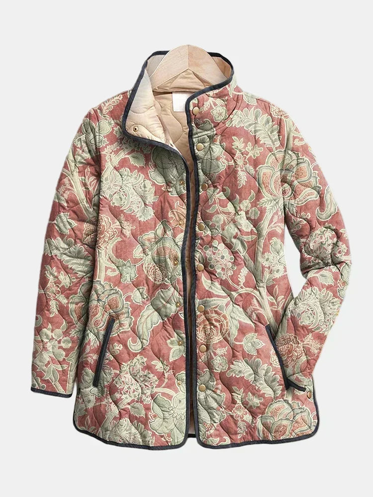 Pauline | Terracotta Damas Quilted Jacket