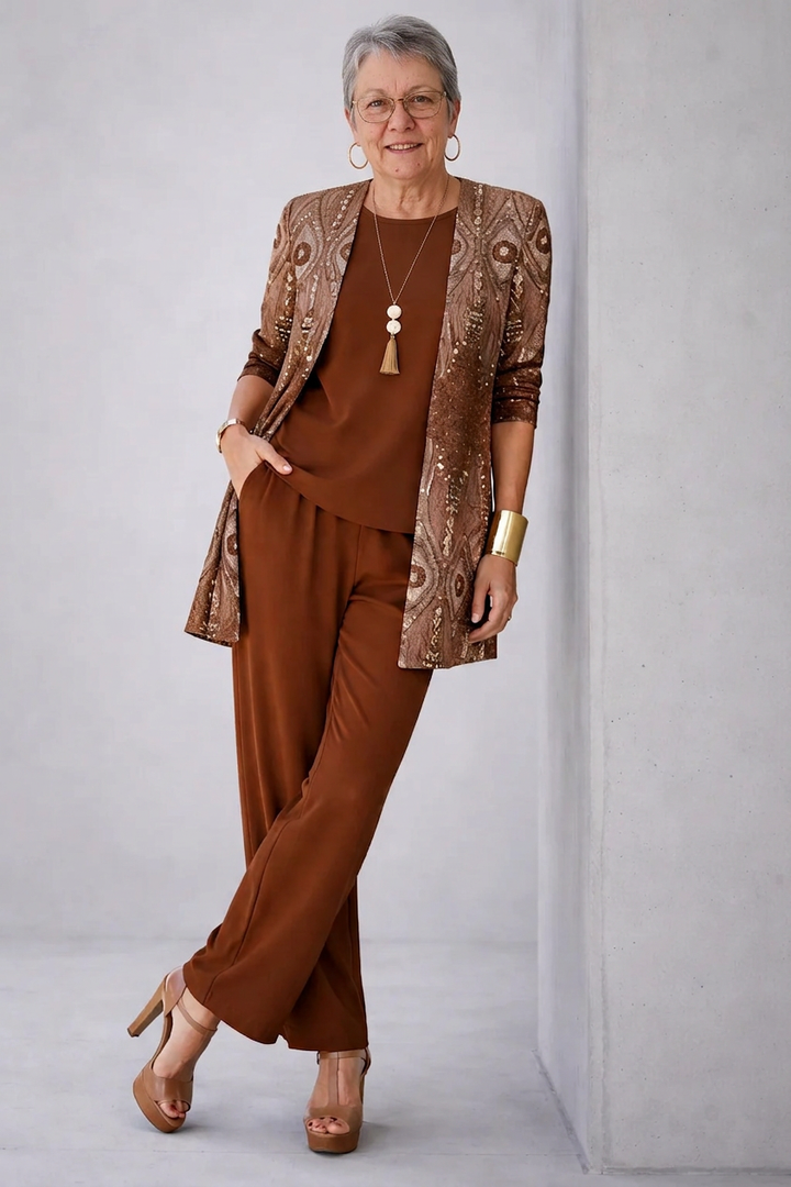 Claudia | Completo Elegante Marrone da 3 Pezzi