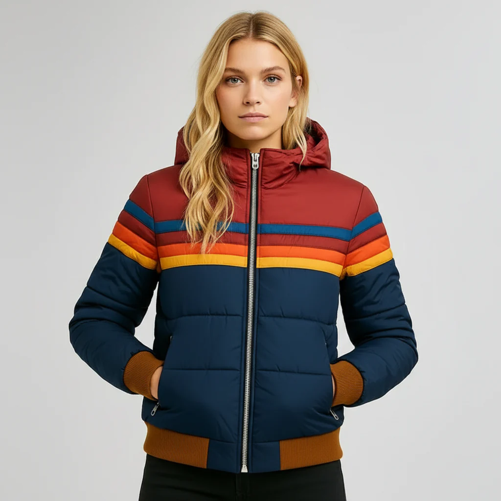 Valeria | Giacca Imbottita Color Block con Cappuccio
