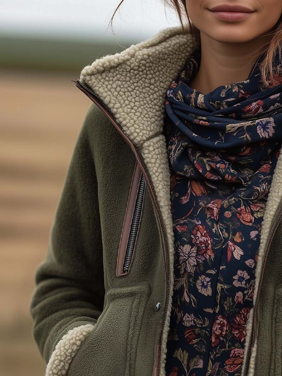 Emma | Vintage Turtleneck Sherpa Jacket