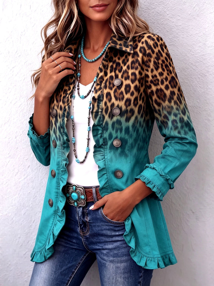 Elena™ | Blazer Leopardo Sfumato con Volant