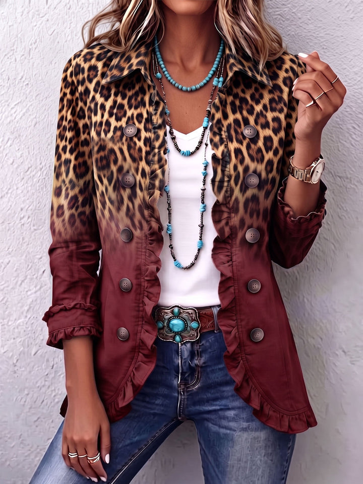 Elena™ | Blazer Leopardo Sfumato con Volant