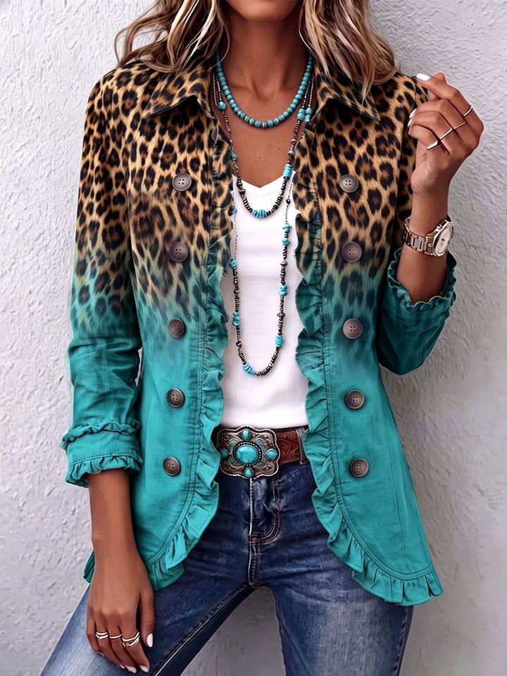Elena™ | Blazer Leopardo Sfumato con Volant