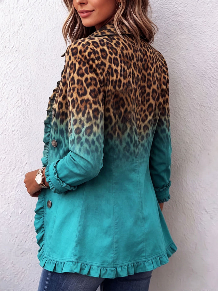 Elena™ | Blazer Leopardo Sfumato con Volant