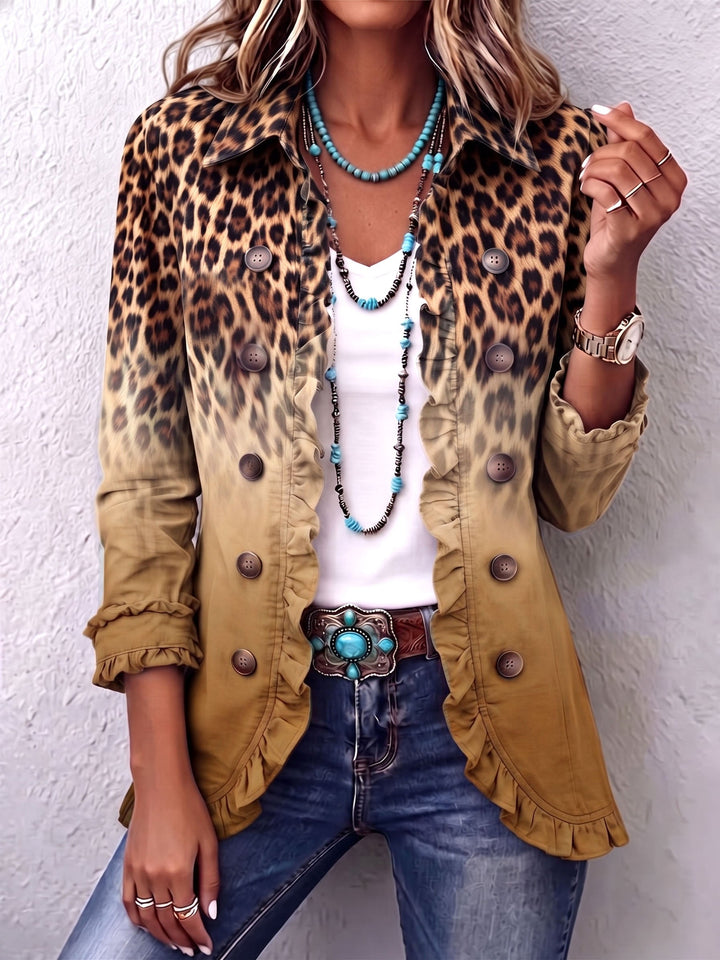 Elena™ | Blazer Leopardo Sfumato con Volant