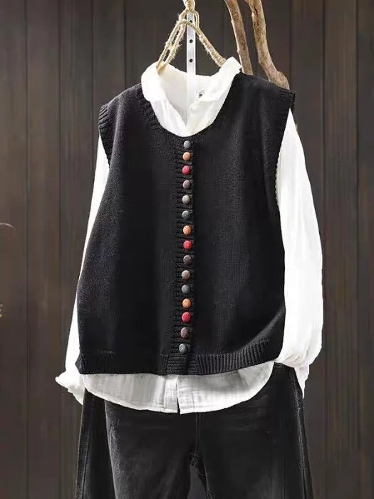 Samantha | Women’s Knitted V-Neck Button-Up Waistcoat