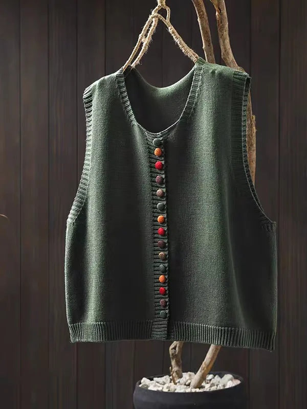 Samantha | Women’s Knitted V-Neck Button-Up Waistcoat
