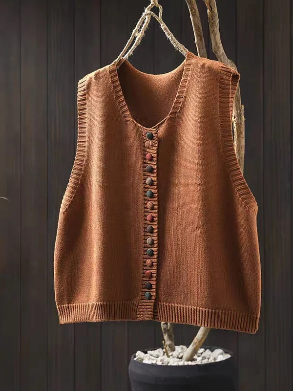Samantha | Women’s Knitted V-Neck Button-Up Waistcoat